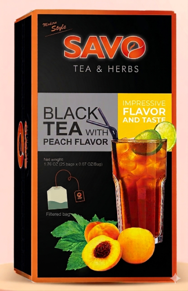 SAVO TEA & HERBS-BLACK TEA with PEACH FLAVOR