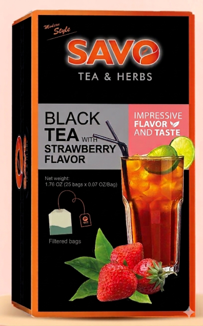 SAVO TEA & HERBS-BLACK TEA with STRAWBERRY FLAVOR