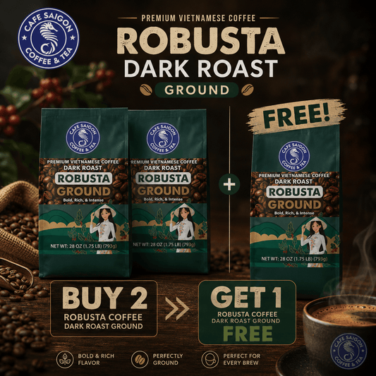 Robusta Dark Roast Ground Coffee (1.75LB Bundle) - Buy 2 Get 1 FREE