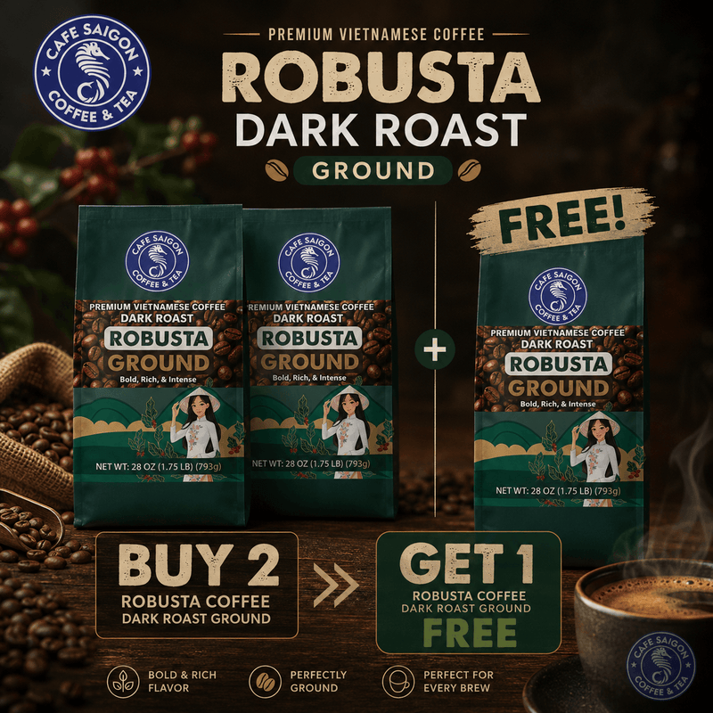 Robusta Dark Roast Ground Coffee (1.75LB Bundle) - Buy 2 Get 1 FREE